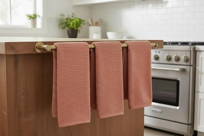 Peach Coral Salmon Kitchen Dish Towels, 100% Cotton - Image 4