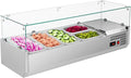 ROVSUN 47" Refrigerated Condiment Prep Station Sandwich Prep Table ETL NSF, 25.1QT Salad Bar Prep Rail w/Auto Defrost Temp Control Glass Shield 3 1/3 Pan & 2 1/4 Pan for Restaurant Food Truck