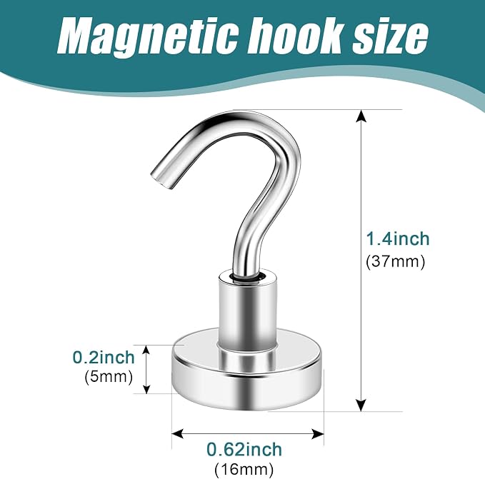 MAGXCENE 60 Pack Magnetic Hooks Heavy Duty, 25 lbs Strong Earth Magnet Hooks - Image 2
