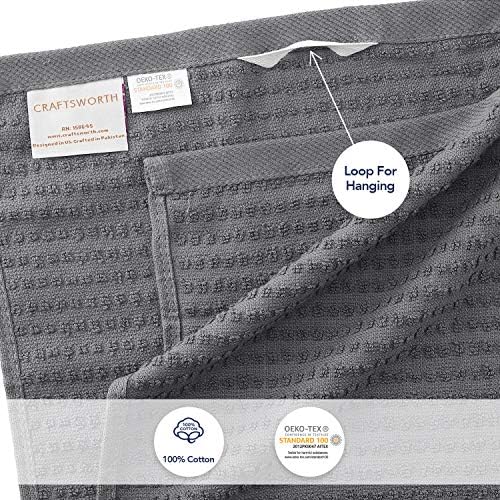 CRAFTSWORTH Cotton Kitchen Towels15 x 26" Charcoal Kitchen Hand Towels - Image 4