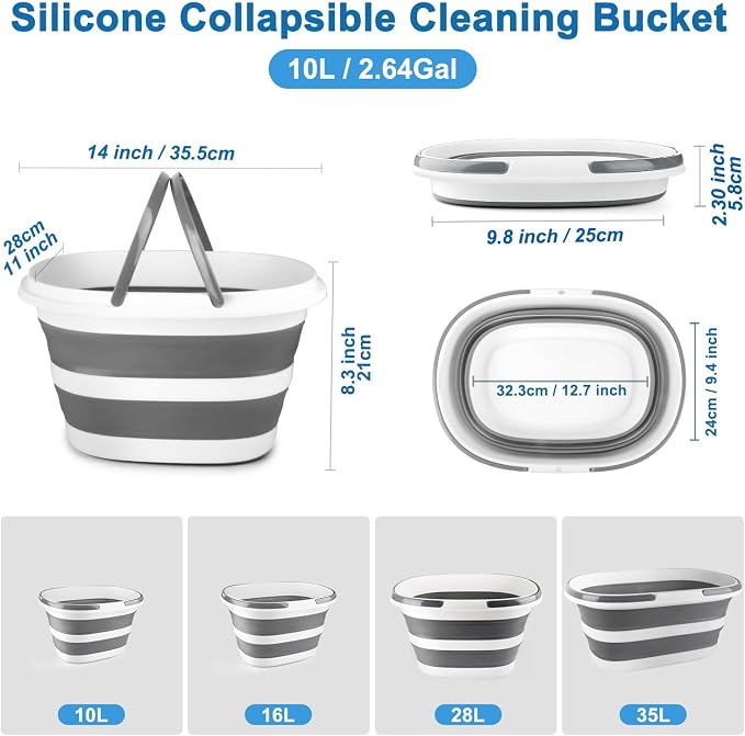 10L Collapsible Bucket with Handle, Foldable Ice Bucket Car Wash Buckets - Image 2
