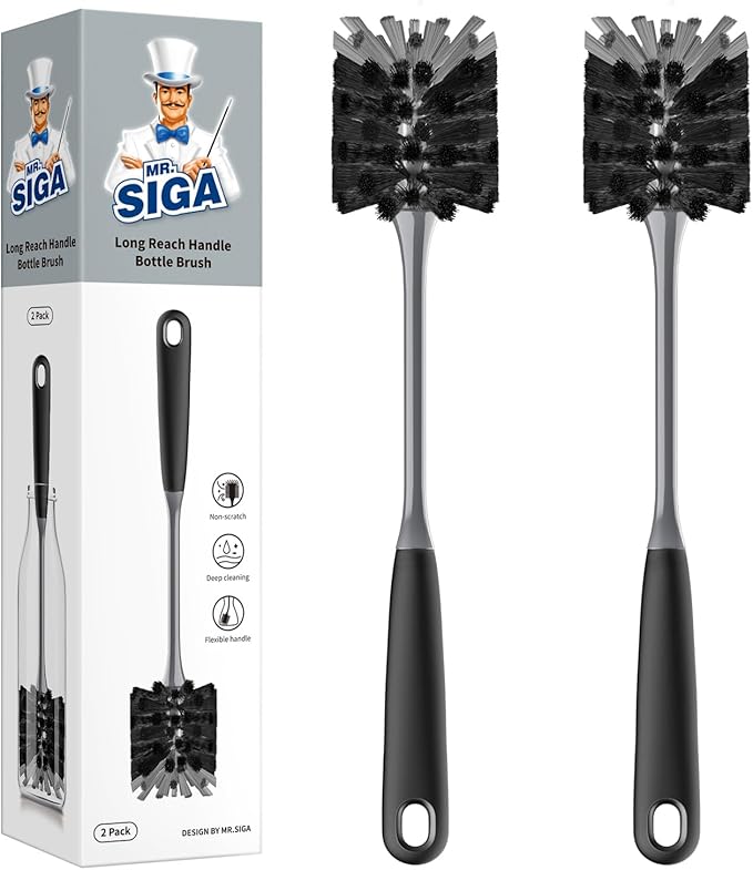 MR.SIGA Long Handle Bottle Brush, Non-Scratch Water Bottle Brush Cleaner | 2 by MRSIGA