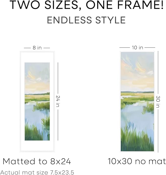 Homeforia 10x30 Picture Frame White, High End Metal 10x30 Poster Frames with Mat 8x24 inch Photo, 10 x 30 White Frames Matted to 8 by 24 Print, 30x10 Panoramic Frames, Tempered Glass, Wall Kit, Set of 1