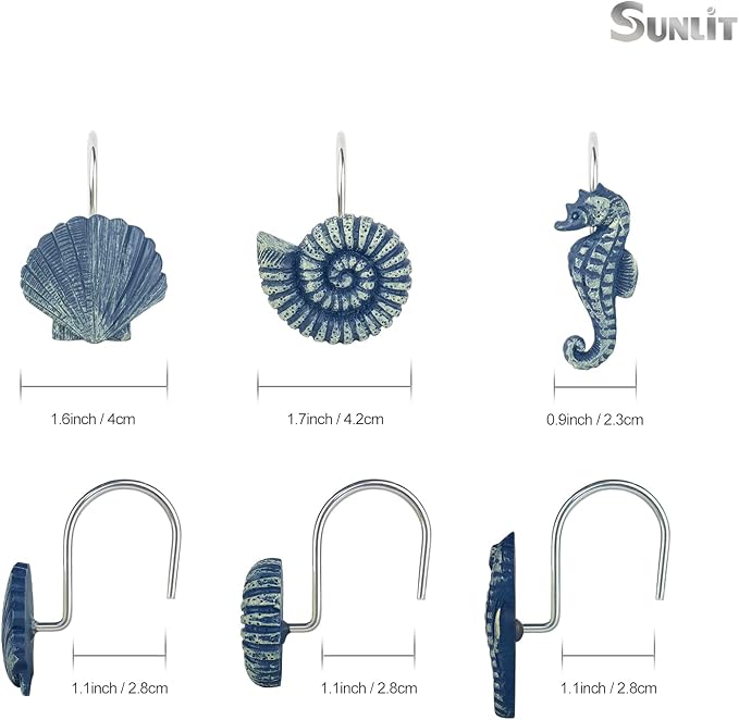 Sunlit Seashells Decorative Shower Curtain Hooks, Nautical Bathroom Decoration - Image 2