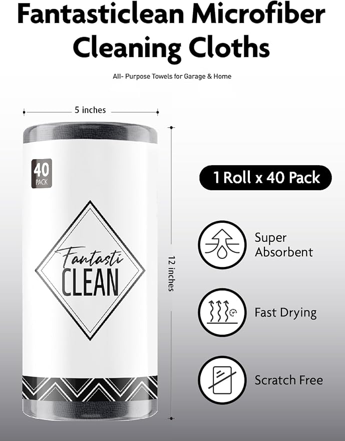 Fantasticlean Microfiber Cleaning Cloth Roll-40 Sheets, Tear-away Microfiber - Image 6