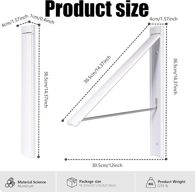 Ithywat Retractable Clothes Drying Rack，Space Saver Wall Mounted Folding Hanger - Image 3