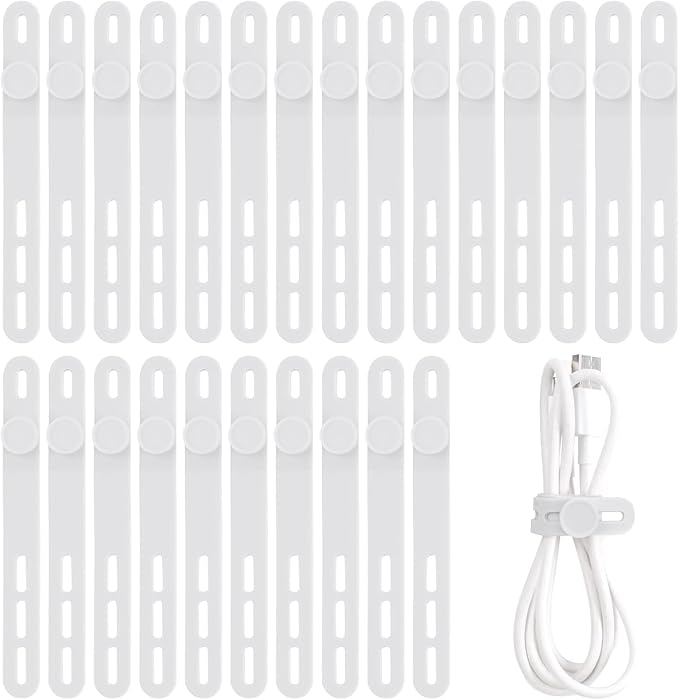 Oligei 25 Pcs Silicone Cable Ties, Cable Ties Reusable, High Elasticity Cord by Oligei