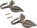 Curtain Tiebacks Small Lightweight Hooks, Vintage Bronze Leaf Pattern, 4x2 Inch by Hicello