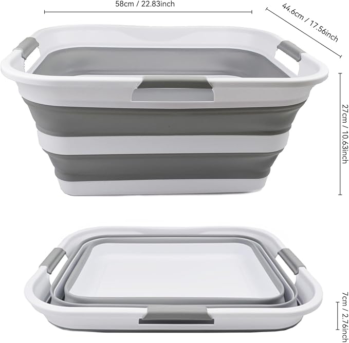 SAMMART 42 Collapsible Plastic Laundry Basket, Foldable Pop Up Storage - Image 3