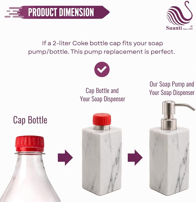 Stainless Steel Silver Soap Dispenser Pump, 28MM Soap Pump Replacement - Image 3