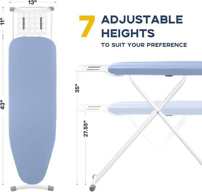 RAINHOL Ironing Board, 43x13 Full Size Blue Compact Iron Board - Image 5