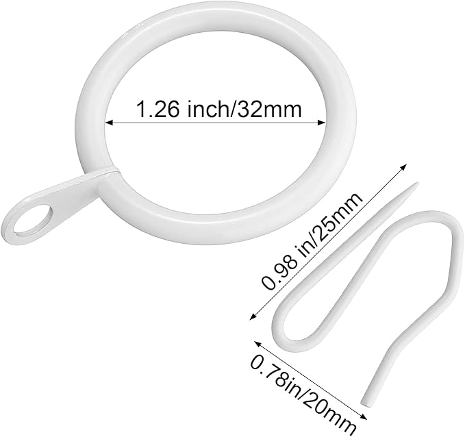 Qunclay 100 Set 1.26 Inch Metal Curtain Rings - Image 2