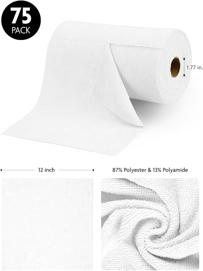 Fantasticlean Microfiber Cleaning Cloth Roll- 75 Sheets, Tear-away Microfiber - Image 7