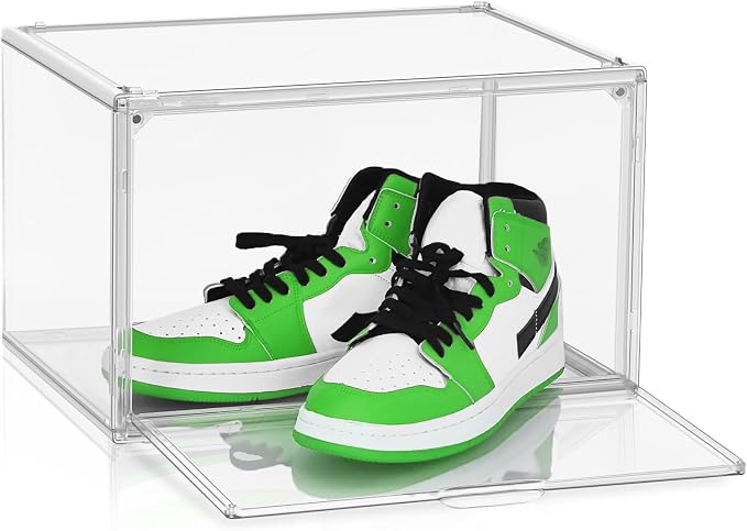 Heavy Duty Acrylic Shoe Box, Size 14, Stackable Everyday Footwear Storage by DAYOOH