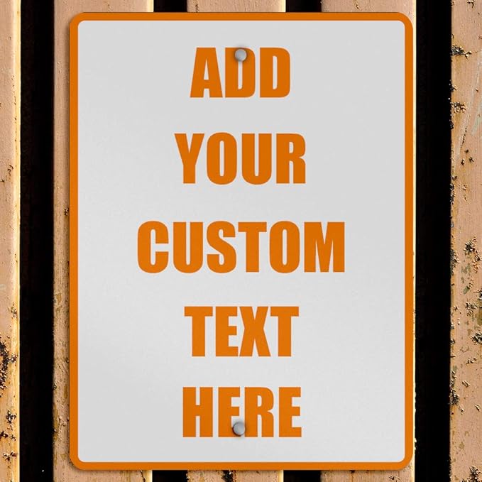 Aluminum Weatherproof Metal Sign Multiple Sizes Custom Personalized Text Here White Orange Warning Vertical Street 9x12Inches