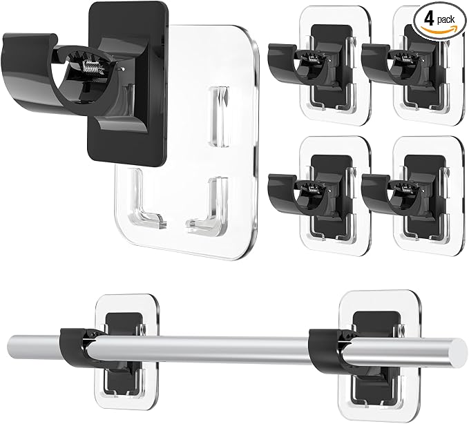 Detachable Adhesive Curtain Rod Holder-20LB, No Drill Curtain Rod Brackets | by JHCJHC