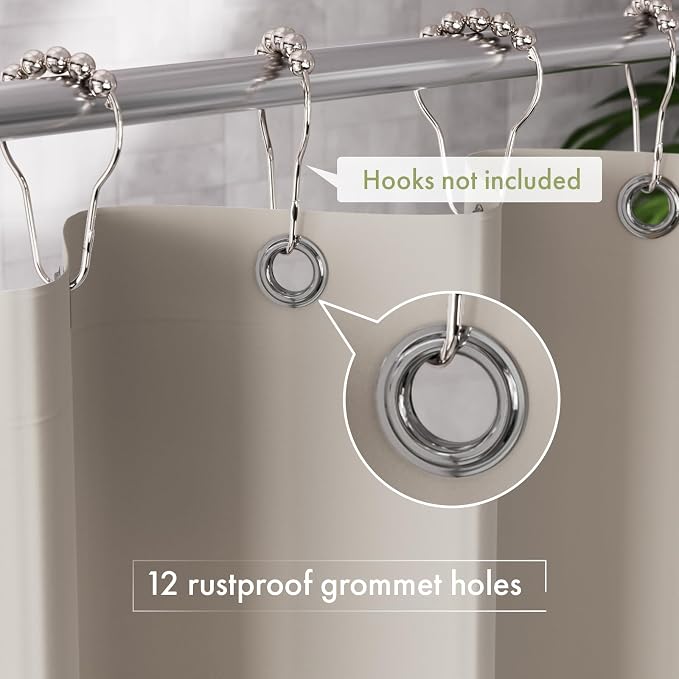 AmazerBath Shower Curtain Liner, 72x72 Tan Shower Liner, Cute Plastic Shower - Image 3