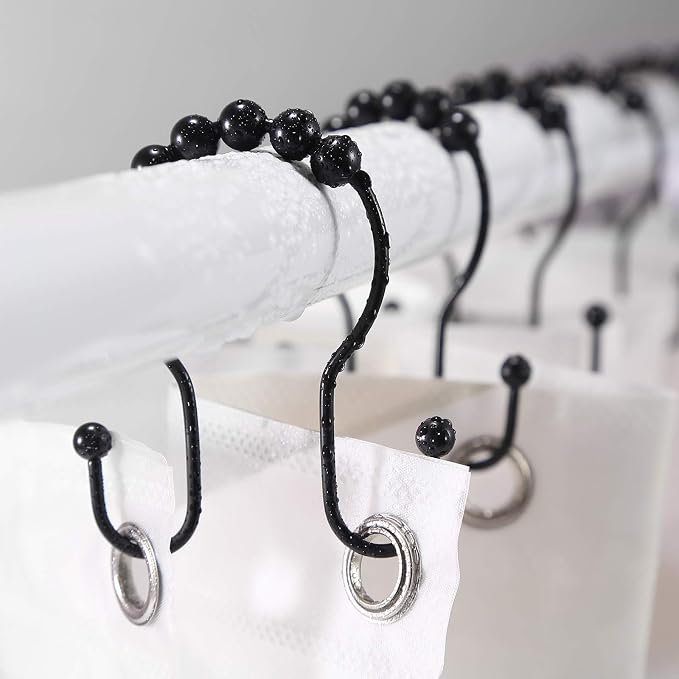 Shower Curtain Hooks, Stainless Steel Black Shower Curtain Hooks, Shower - Image 2