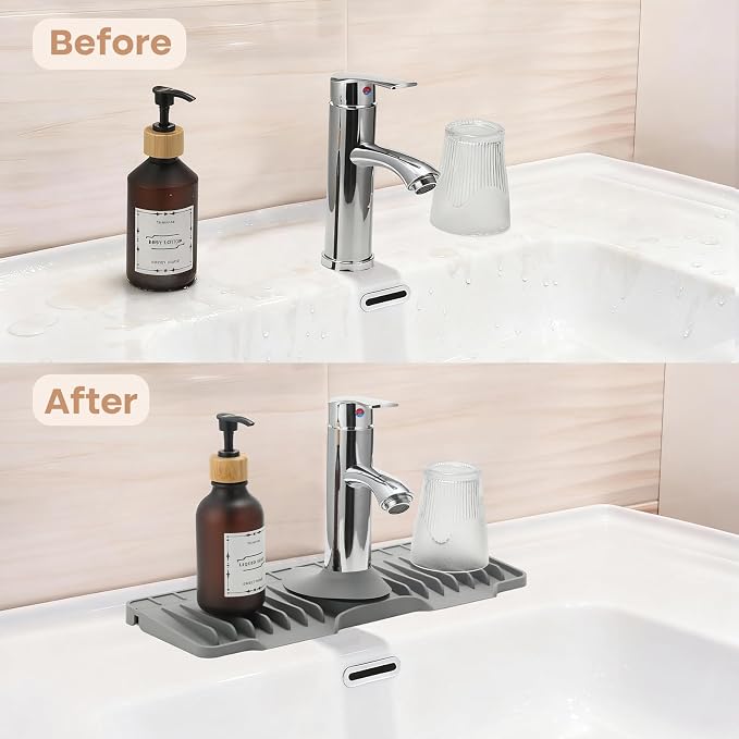 15.75 Inch Kitchen Sink Faucet Mat, Sink Protector&Splash Guard | Silicone - Image 6