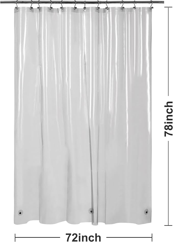 Barossa Design Clear Black Long Shower Curtain Liner 72x78 - Image 7