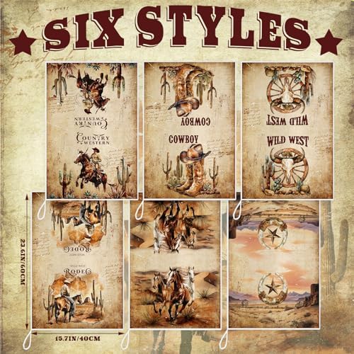 Sunnyray 6 Pack Western Cowboy Horse Kitchen Towels, Horse Themed Dish Hand - Image 3