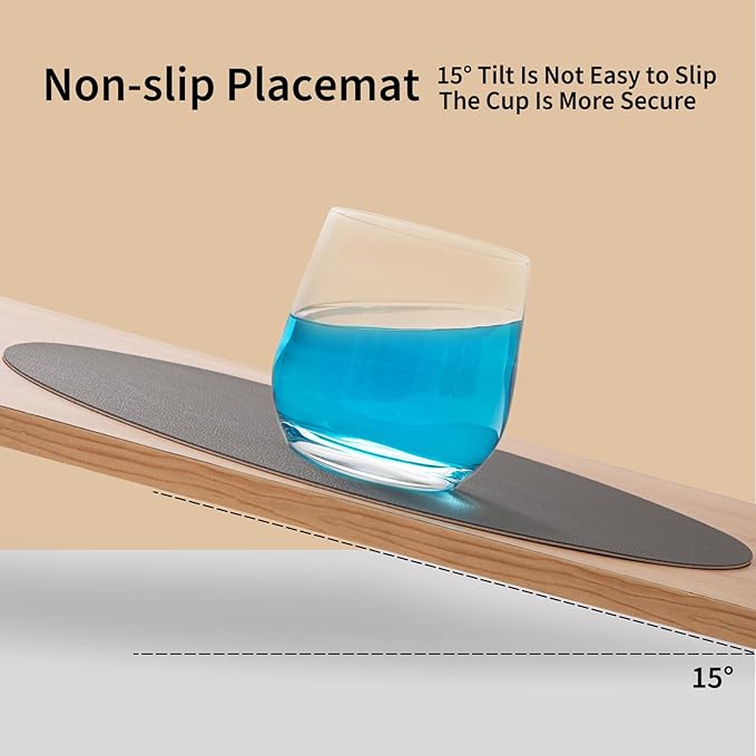 Myir JUN Round Placemats Set of 4 Faux Leather Place Mats and Coasters 15 inch Round Table Mats Dual Sided Non-Slip Stain Resistant Placemats (Gray & Sky Blue, Set of 4)