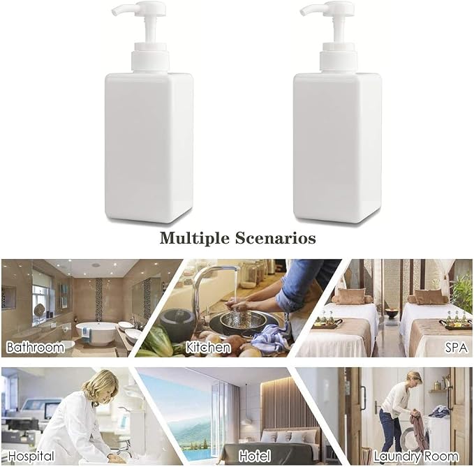 Plastic Pump Bottle Refillable Lotion Soap Dispenser 22oz White 2 Pack | Sturdy - Image 3