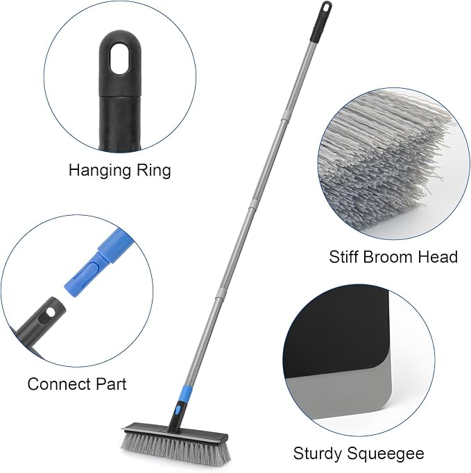KeFanta Deck Brush with 56" Long Handle, 2 in 1 Floor Scrub Brush | Stiff - Image 8