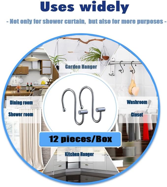 Gracelife Shower Curtain Hooks, T-Bar Decorative Hooks Hangers - Image 5