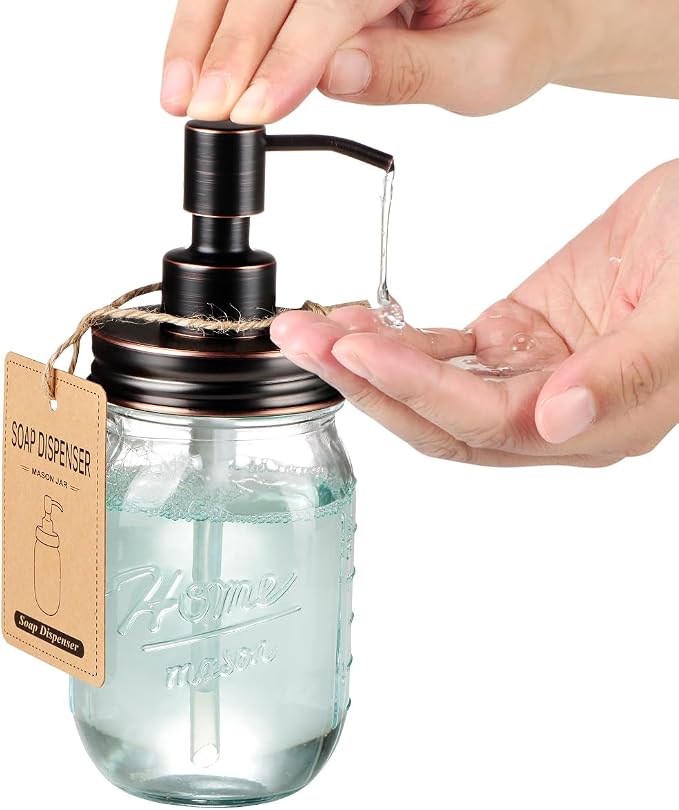 Amolliar Mason Jar Liquid Lotion Soap Dispenser, Oil Rubbed Bronze 2 Pack | - Image 4