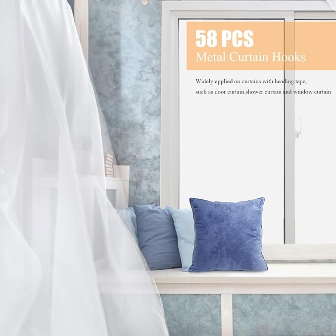 Sopito 58Pcs Curtain Hooks for Door Window Shower Curtain, Durable Metal - Image 5