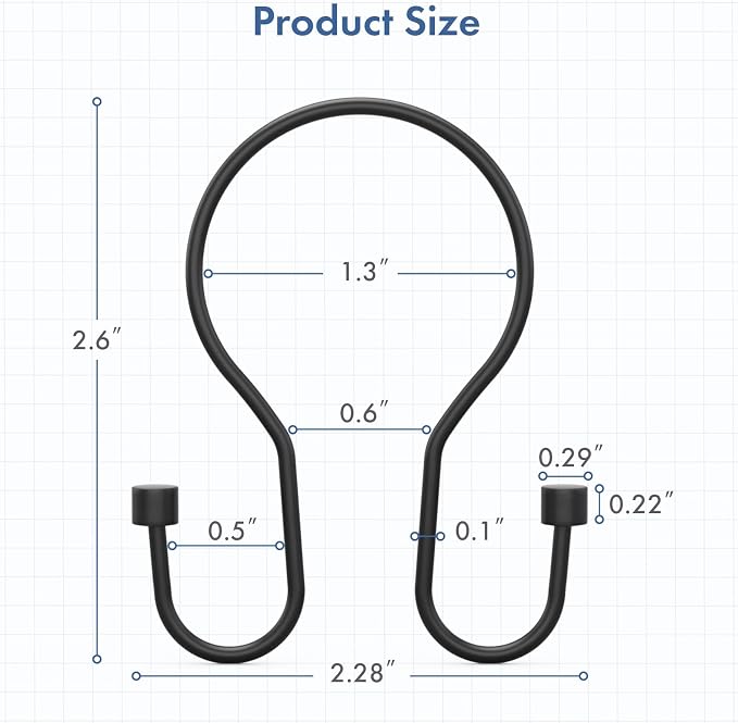 Bathway Shower Curtain Hooks Black Shower Curtain Rings, Simple Double Hook - Image 6