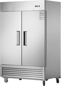 54" Upright Commercial Freezer with 2 Solid Door, 42 Cu.Ft Reach-in Freezer, Stainless Steel Interior and Exterior Construction, -8℉ ~ -2℉, Fan Cooling Freezer for Restaurant Bar, ETL and DOE