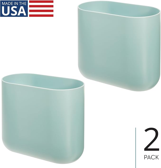 iDesign Small Slim Plastic Bathroom Trash Can - Image 2