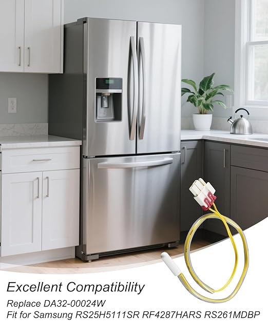 Refrigerator Thermometer Fit for Samsung S25H5111SR RF4287HARS RS261MDBP RF260BEAESR, Refrigerator Temperature Sensor Replace DA32-00024W