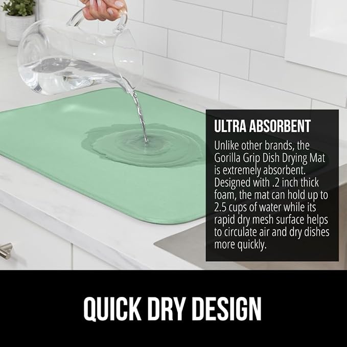 GORILLA GRIP Ultra Water Absorbent Microfiber Dish Drying Mat, Quick Dry Thick - Image 3