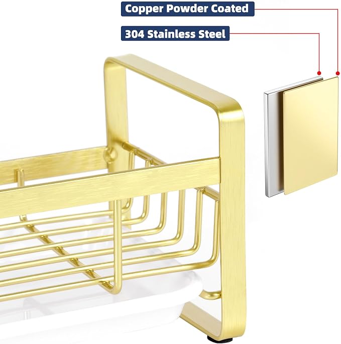 HULISEN Kitchen Sponge Holder, 304 Stainless Steel Sink Caddy - Image 5