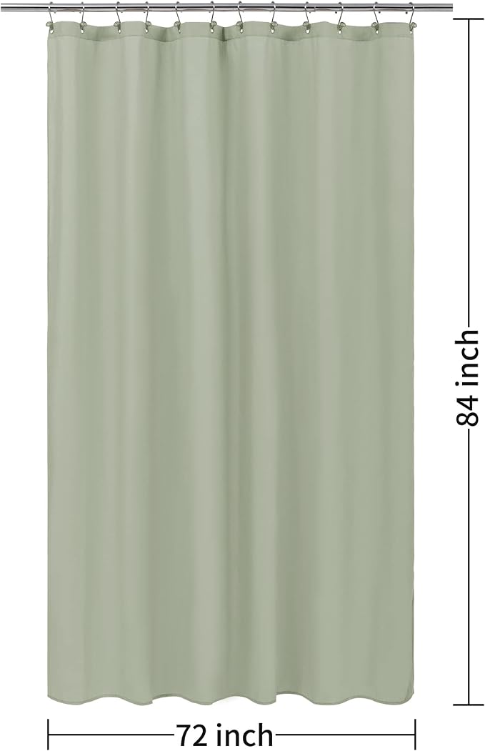 ALYVIA SPRING Extra Long Waterproof Fabric Shower Curtain Liner Sage - Image 7