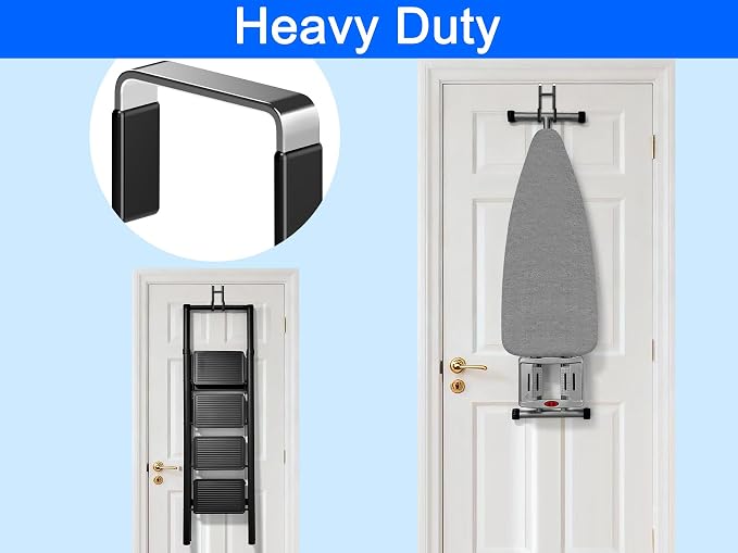 Double Over Door Steel Hooks 2 Pack Fit 1-3/8" Door 5.5" Black | Plastic Coated - Image 4