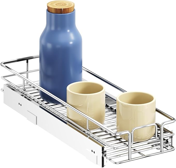 ROOMTEC Pull Out Cabinet Organizer, Cabinet Pull Out Shelves 7½" W x 21½" D, Heavy Duty Cabinet Drawers Slide Out Kitchen Cabinet Organizers Storage Shelf