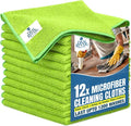 DAN RIVER 12-Pack Green Microfiber Towels – Ultra Absorbent, Lint-Free & by DanRiver
