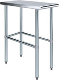 AmGood Stainless Steel Work Table Open Base | NSF Kitchen Island Food Prep | Laundry Garage Utility Bench (15" Long X 30" Deep)