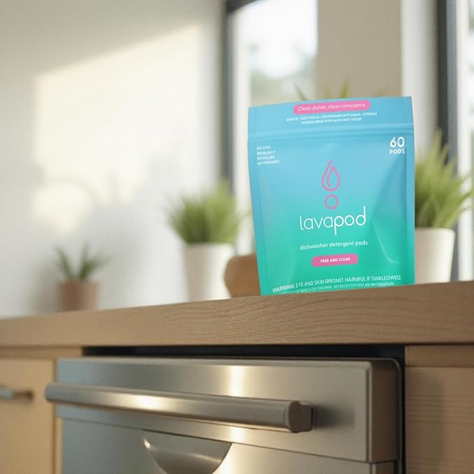 Natural Dishwasher Pods | Plant Based Enzymes Dishwasher Detergent, Free & Clear (Unscented), Eco-Friendly, Tough on Grease & Food Residue | 2 Pack of 60, 120 Pods