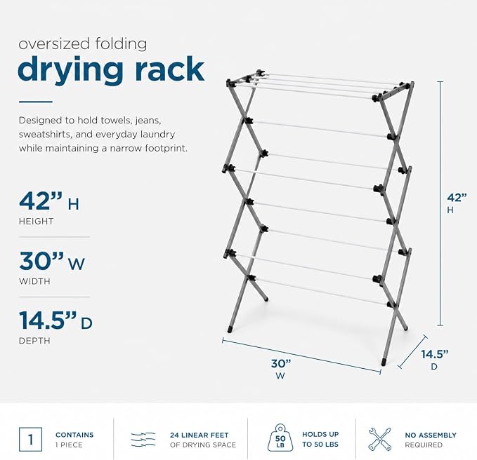 Honey-Can-Do 6-Tier Collapsible Clothes Drying Rack, then folds flat to 3 in. - Image 4