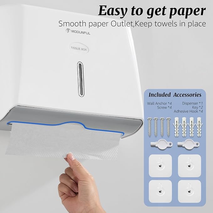 modunful Wall-Mounted Paper Towel Dispenser: Built-in Sample Towel – ABS Wall - Image 4