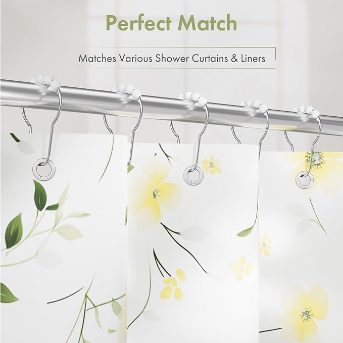 Shower Curtain Hooks, Decorative Stainless Steel Shower Curtain Hooks - Image 6