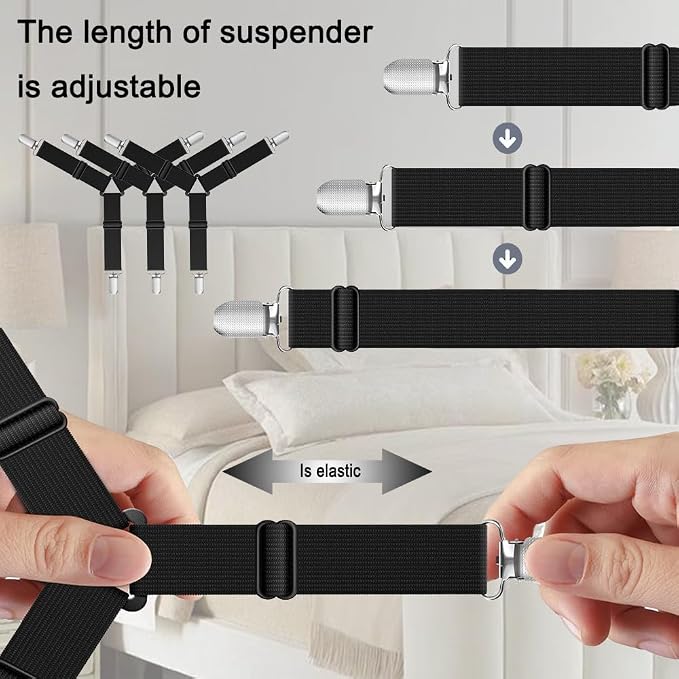 Bed Sheet Holder Straps, Upgrade Non Slip Sheet Clips, Fitted Sheet Holders - Image 5
