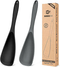Pack of 2 Cooking Spoons for Non Stick Cookware, Multifunction Spatula Spoon BPA-Free, One-Piece Design, Suitable for Scooping, Scraping, Serving and Mixing(BLACK-GRAY)