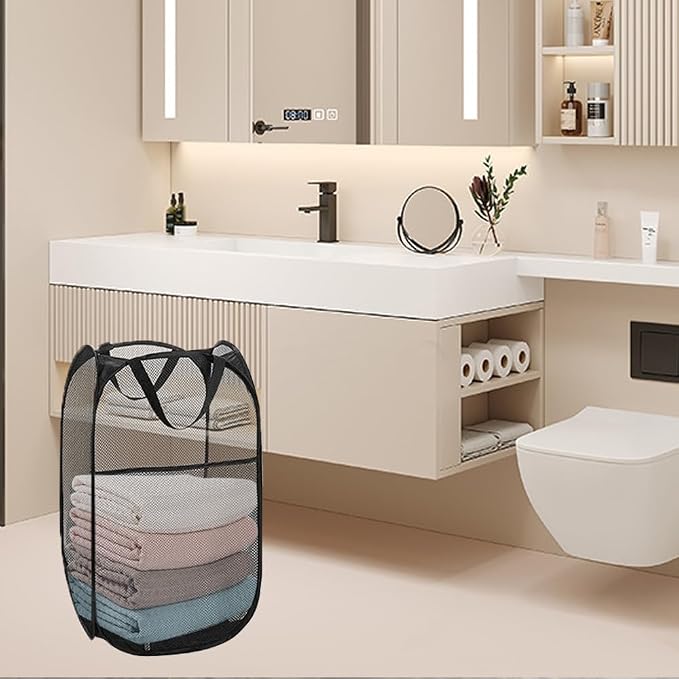 2Pcs Pop Up Laundry Hampers for Cruise, Mesh Collapsible Laundry Bag - Image 4