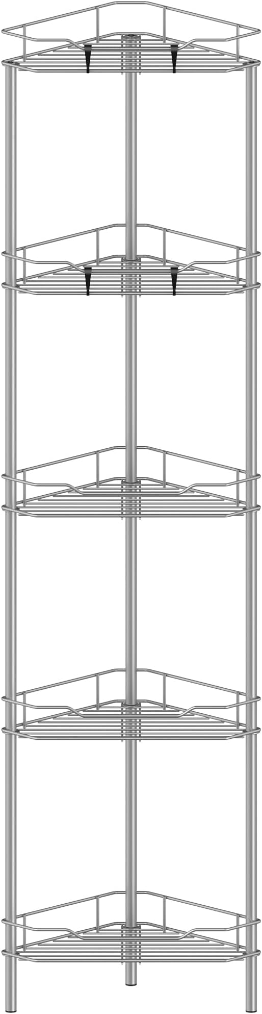 HuggieGems Metal Floor Standing Corner Shower Caddy, 5 Tier by HuggieGems